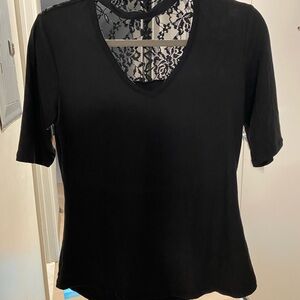 Joe Boxer Black Short Sleeve Top with Lace Back